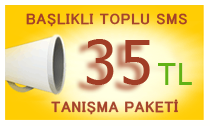 Toplu SMS Tan��ma Paketi 1000 SMS 70 TL.
